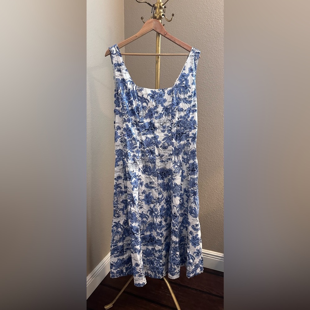 Joie White and Blue Floral Midi Dress